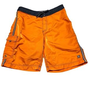 Y2K HURLEY INTERNATIONAL | Neon Orange Skater Surf Board Shorts 34